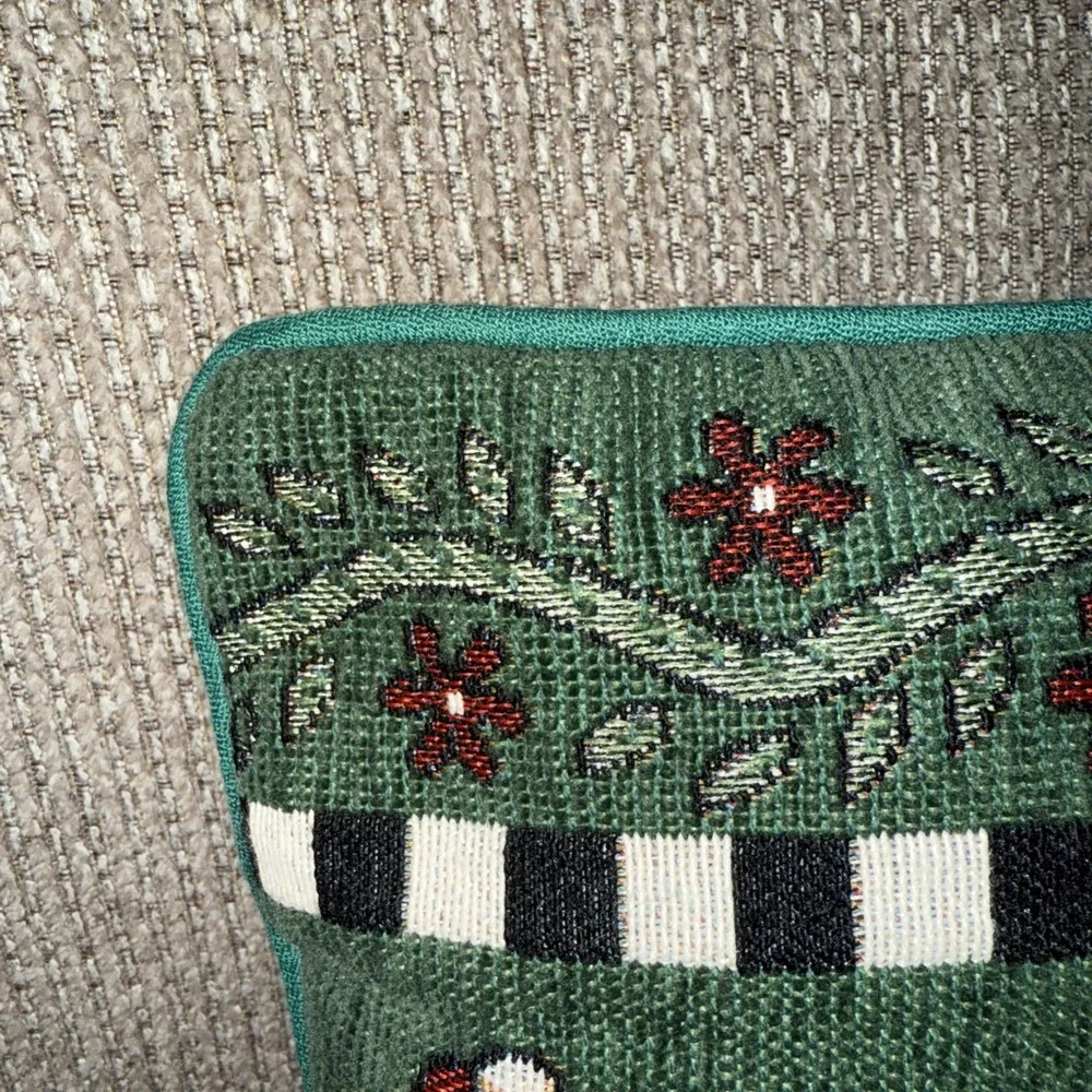 Decorative Small Snowman Accent Pillow Tapestry Holiday Design W Velvet Back